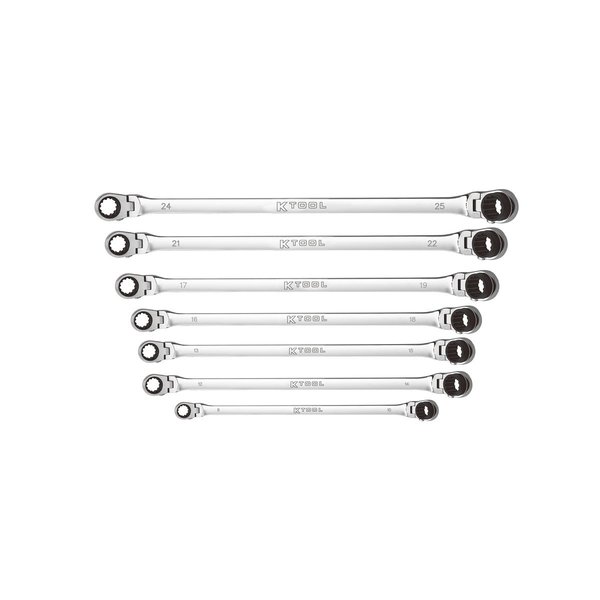 K-Tool International 7 Pc Metric Double Box Univ Spline 90 Tooth Rev Ratchet Set KTIXDKITDBM14